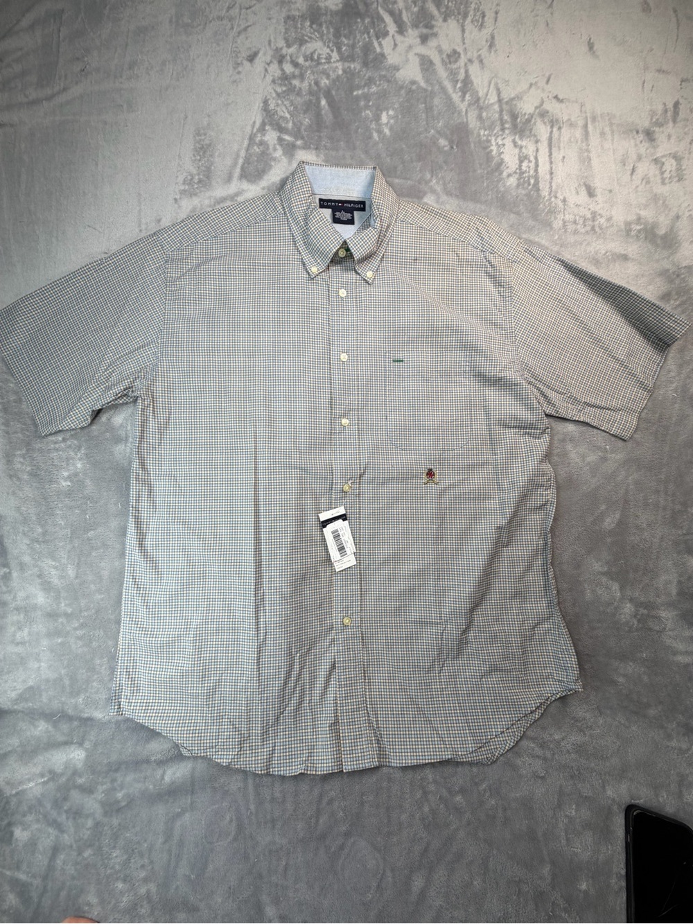 Tommy Hilfiger 100% cotton Men’s Summer Check Button-Down Shirt in Light Blue L